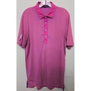 Ralph‎ Lauren RLX White Striped on Fuchsia Color Collared Shirt Men Medium